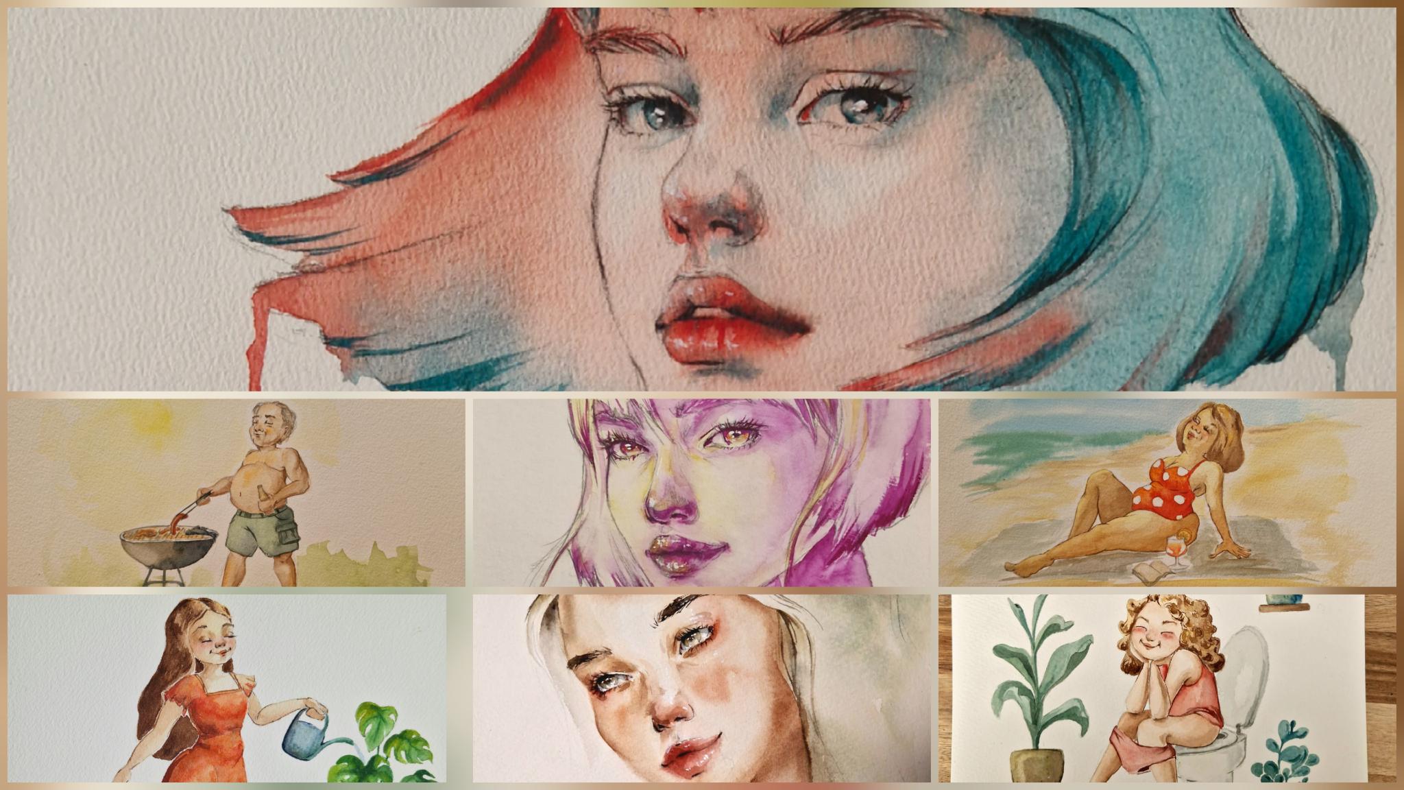 Aquarell Gemälde und Illustrationen 